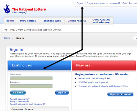National lottery homepage uk